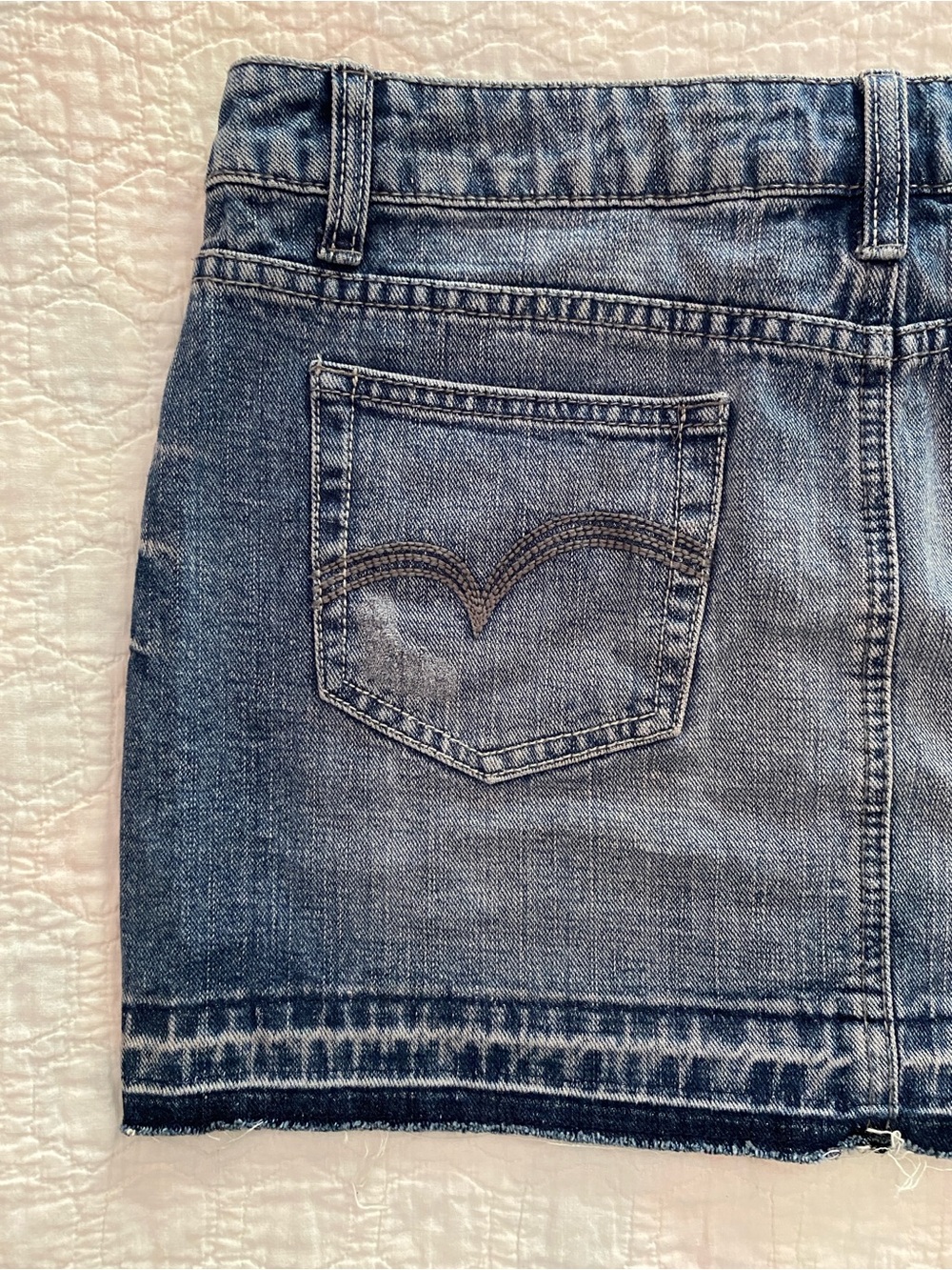SO - Juniors Size 11 Distressed Denim Mini Skirt - Picture 5 of 11